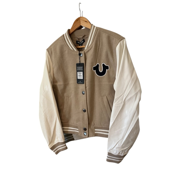 True Religion Wool Horseshoe Bomber Varsity Jacket Size M - Picture 1 of 7
